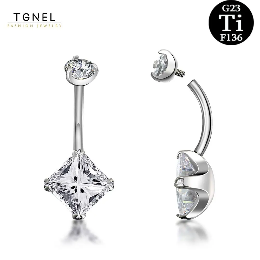 Кольцо на пупок женское Ювелирное Украшение с белым кубическим цирконием