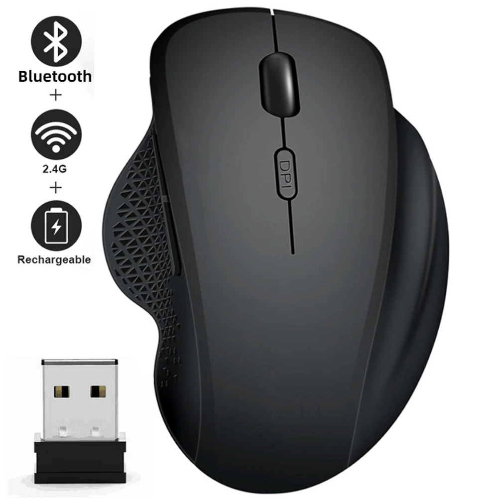 

Wireless Bluetooth Mouse Wireless Computer Mouse Gamer 6 Buttons Ergonomic Mouse Rechargeable Mause Silent Dual Mode Mice For PC