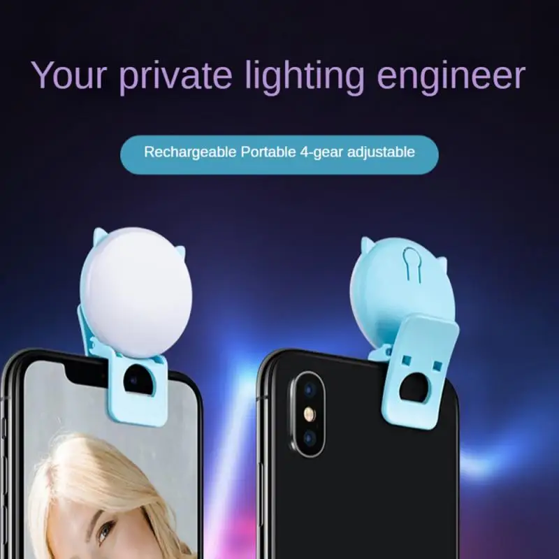 

Mini Led Selfie Ring Lamp Q Selfie Ring Light Portable Flash LED USB Clip Mobile Phone Fill Lamp Phones Supplement Light