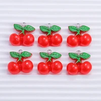 10pcs 3d resin fruit cherry charms for jewelry making diy earrings pendants necklaces charms handmade keychains accessories