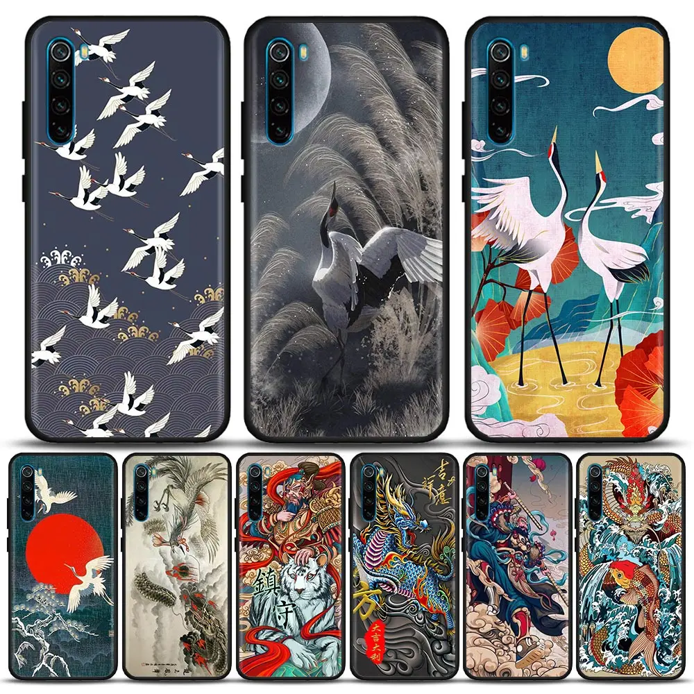 

Chinese Style Crane Phone Case for Redmi 6 6A 7 7A Note 7 8 8A 8T Note 9 9S 4G 9T Pro Soft Silicone Cover