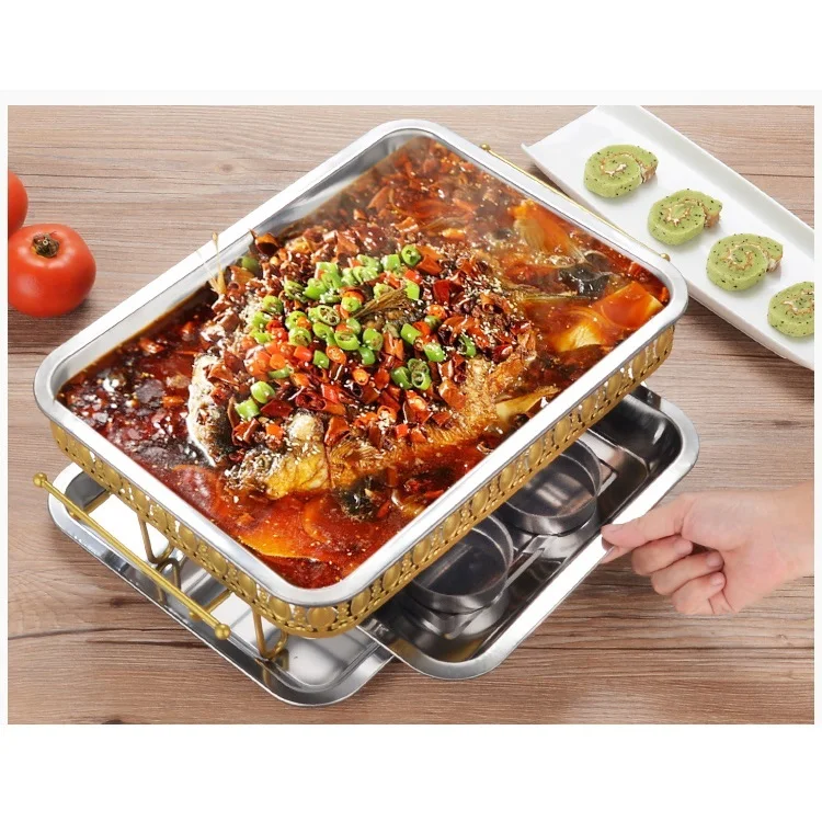 

Stainless steel oven Grill fish thickening commercial charcoal Fish plate alcohol Rectangle Charcoal oven seafood