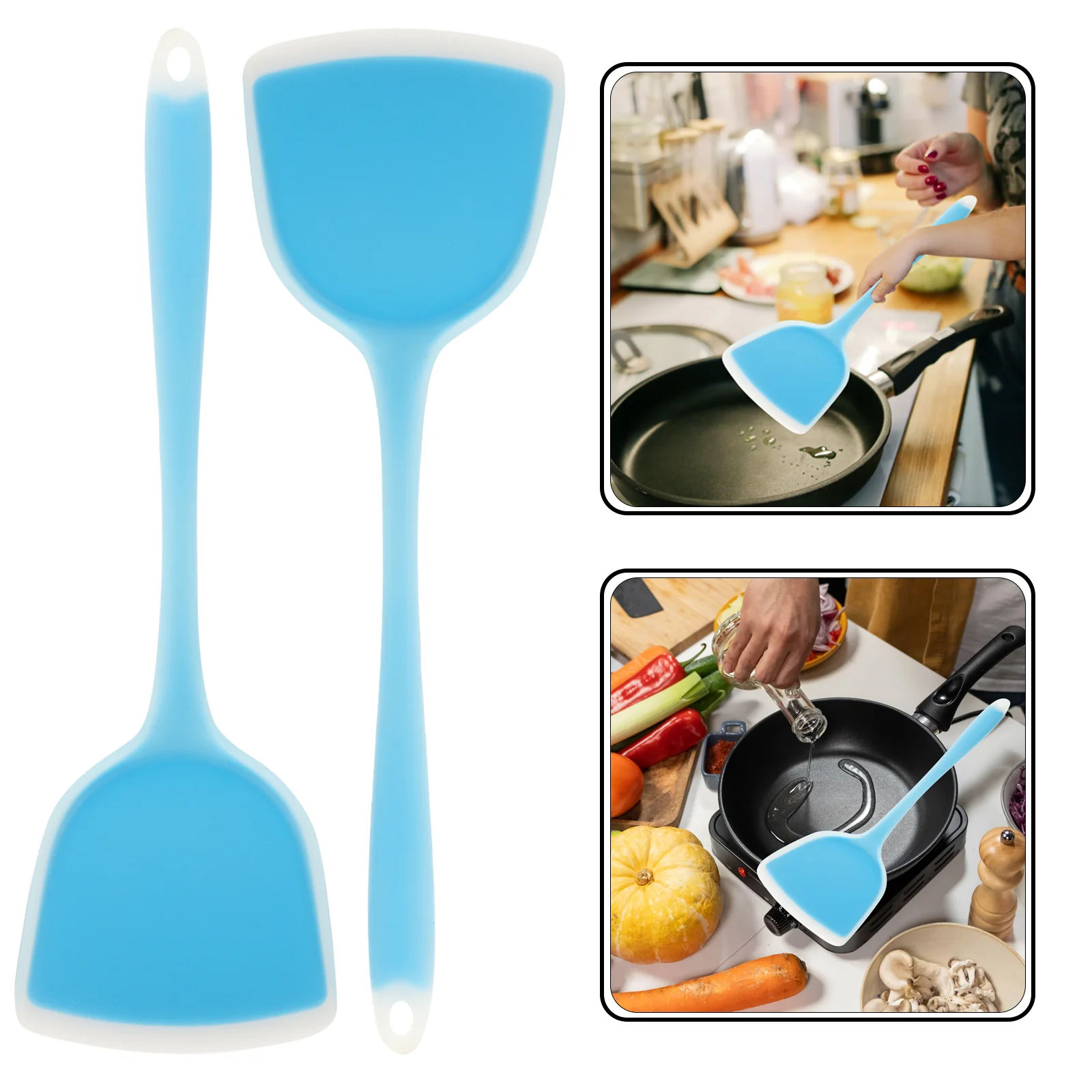 

Spatula Kitchen Silicone Cooking Non Stick Frying Utensils Rubber Turner Tools Spatulas Egg Pan Turners Resistant Baking Set