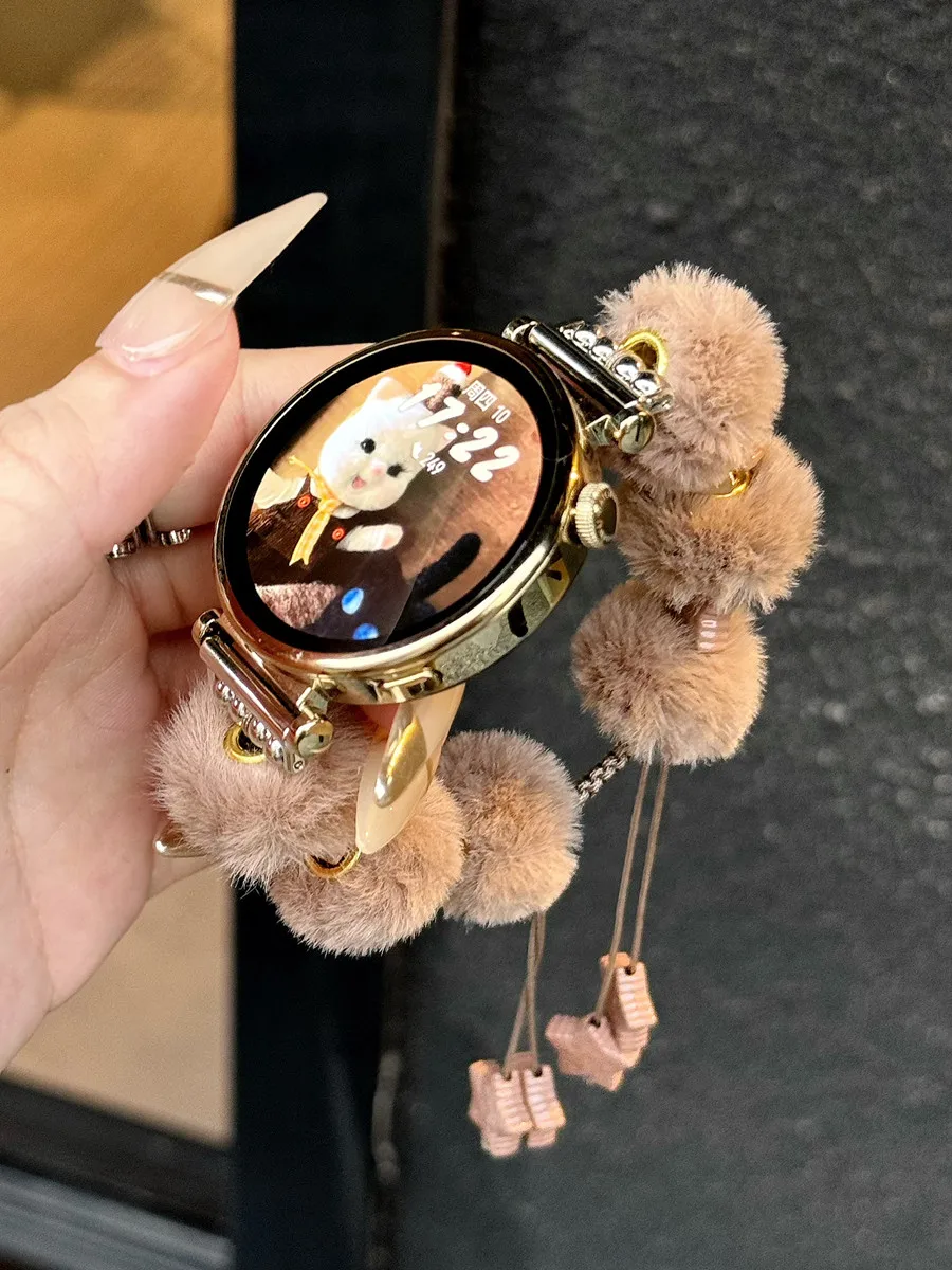 Ремешок-браслет с пушистым шариком для Huawei GT5 4 3 2 регулируемая веревка со звездой