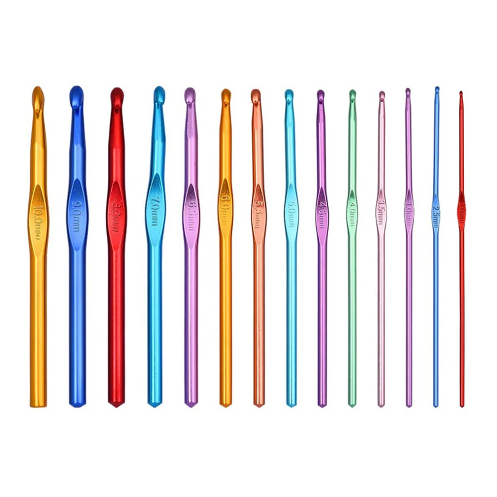 

14Pcs/set Crochet Hooks/Needles Colorful Alumina Knitting Hooks 2-10mm Yarn Sewing Accessories Tools DIY Craft Knit Needle Tool
