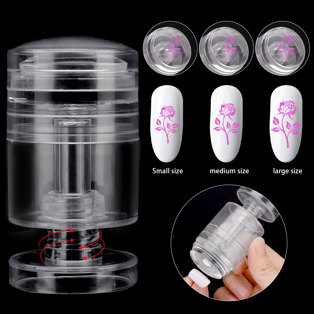 Прозрачные поворотные штампы для ногтей регулируемый размер узора Силиконовая