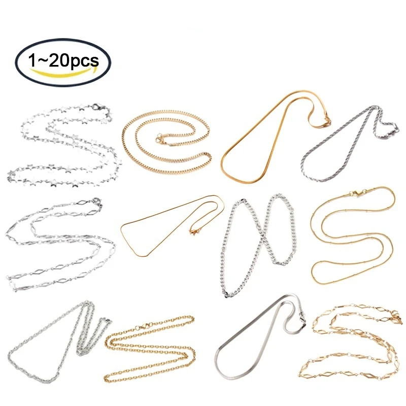 

NBEADS 1-10PCS Snake Chain Necklace Stainless Steel 304 with Claw Clasp Stainless Color For Jewelry Bracelet Earrings Making