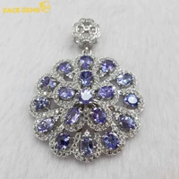 sace gems luxury pendant for women 100 925 sterling silver 34mm tanzanite pendant necklace wedding party fine jewelry gifts