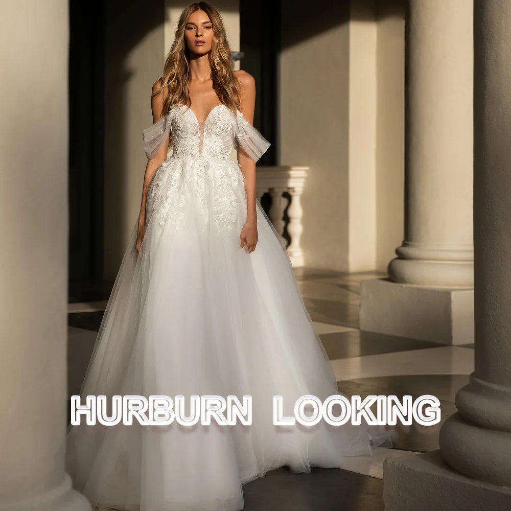 

HERBURN Pastrol Wedding Dresses Off Shoulder Sweetheart Tulle Flowers 2023 Personalised Vestidos De Novia Vestido De Casamento