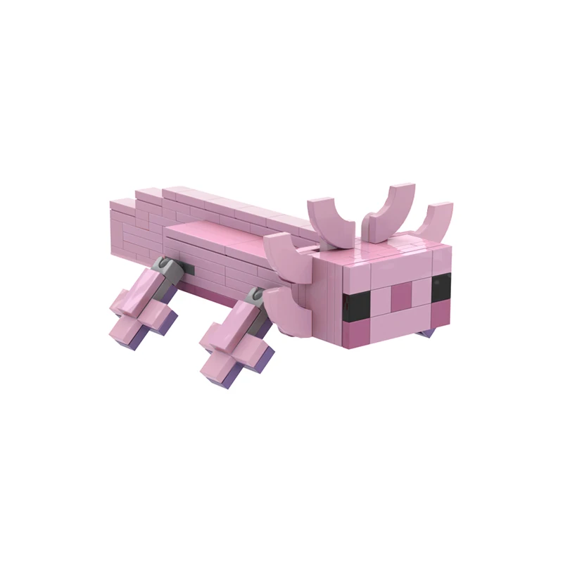 

MOC-54094 шестиугольный динозавр, розовый, Axolotl, Мексика, невинные и милые строительные блоки с водными животными, набор для сборки, детские пода...