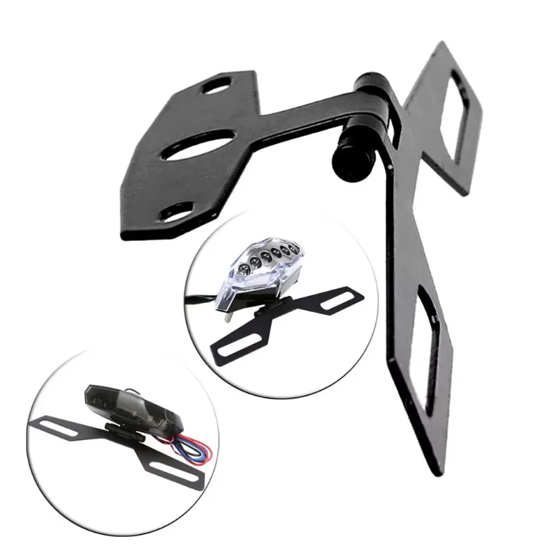 

Motorcycle License Plate Bracket Taillight Fixed Folding Number Plate Frame Hold