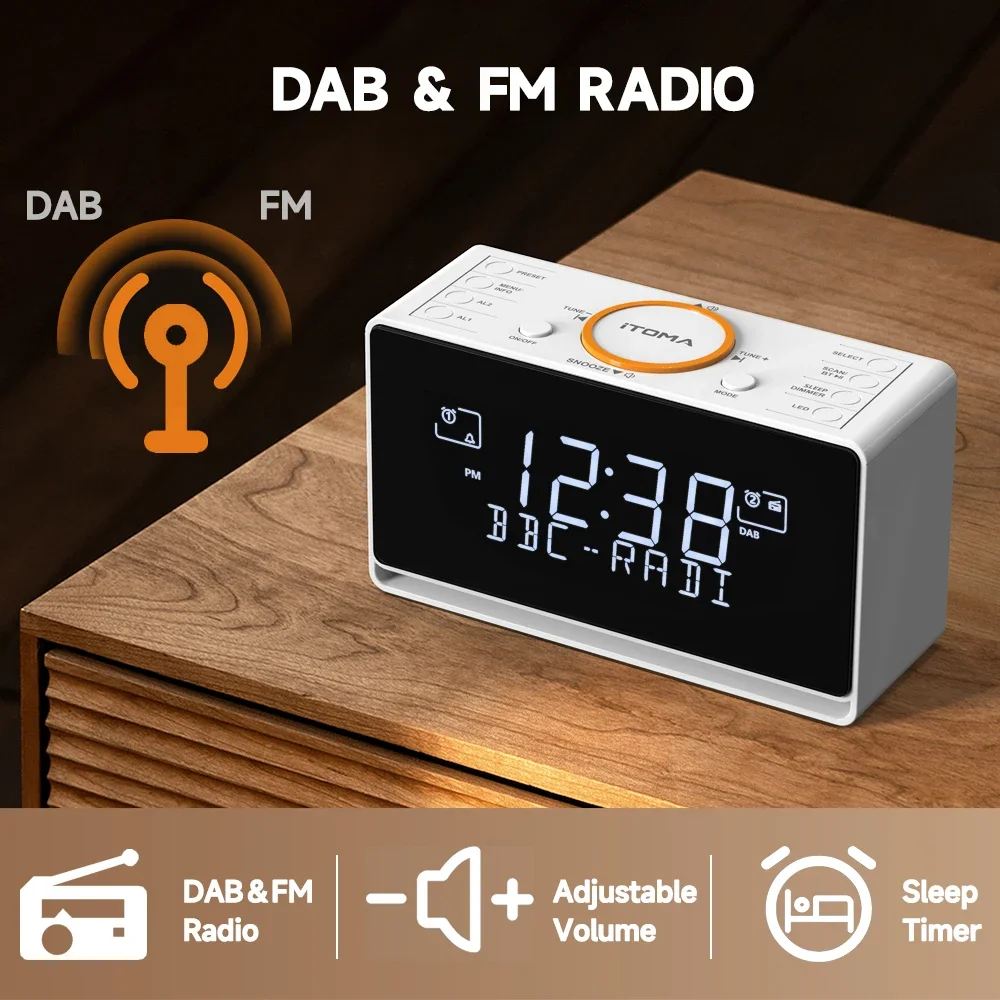 Dab И Fm-радиоприемник С 40-комплектом Двойным Таймером-будильником Bluetooth