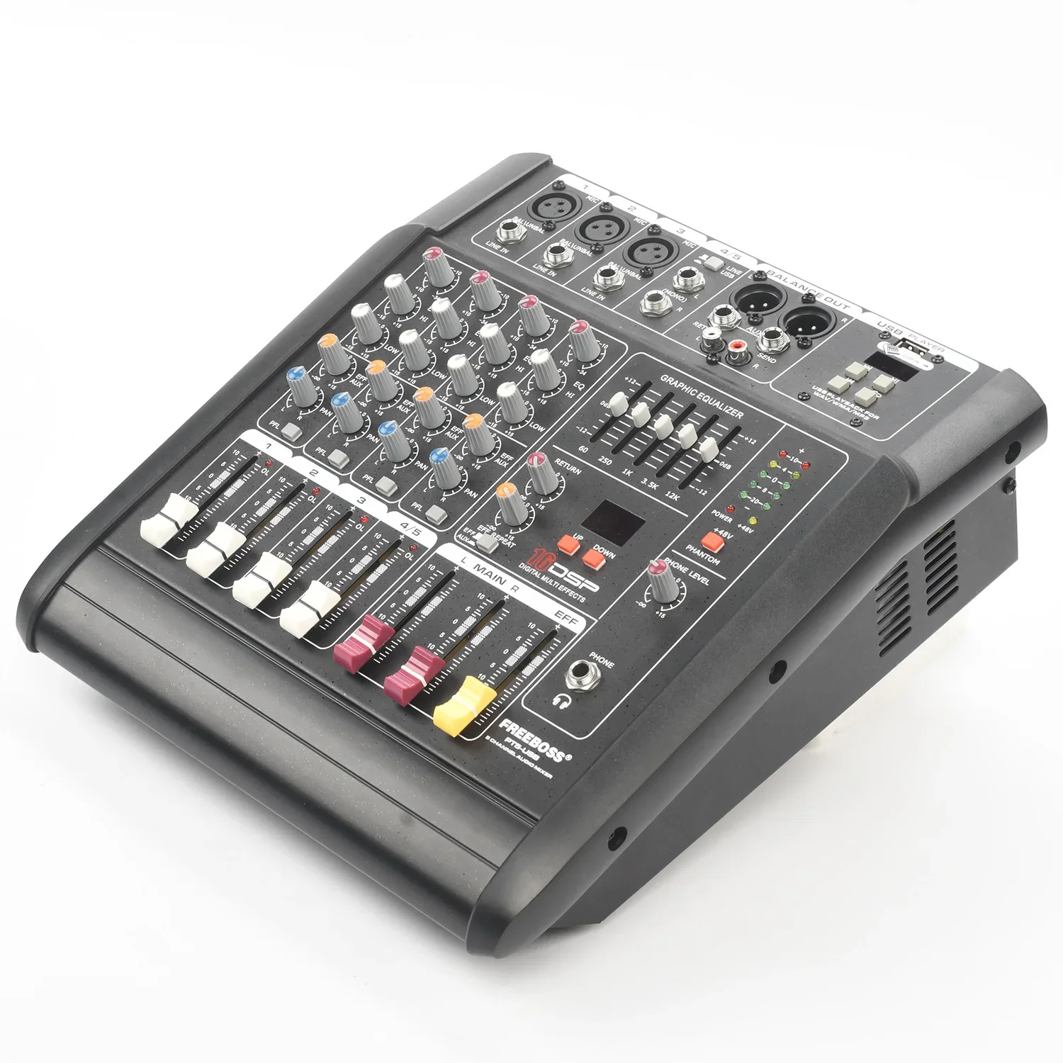 микшерный пульт с усилителем Усилитель мощности FREEBOSS микшерная консоль 5 каналов