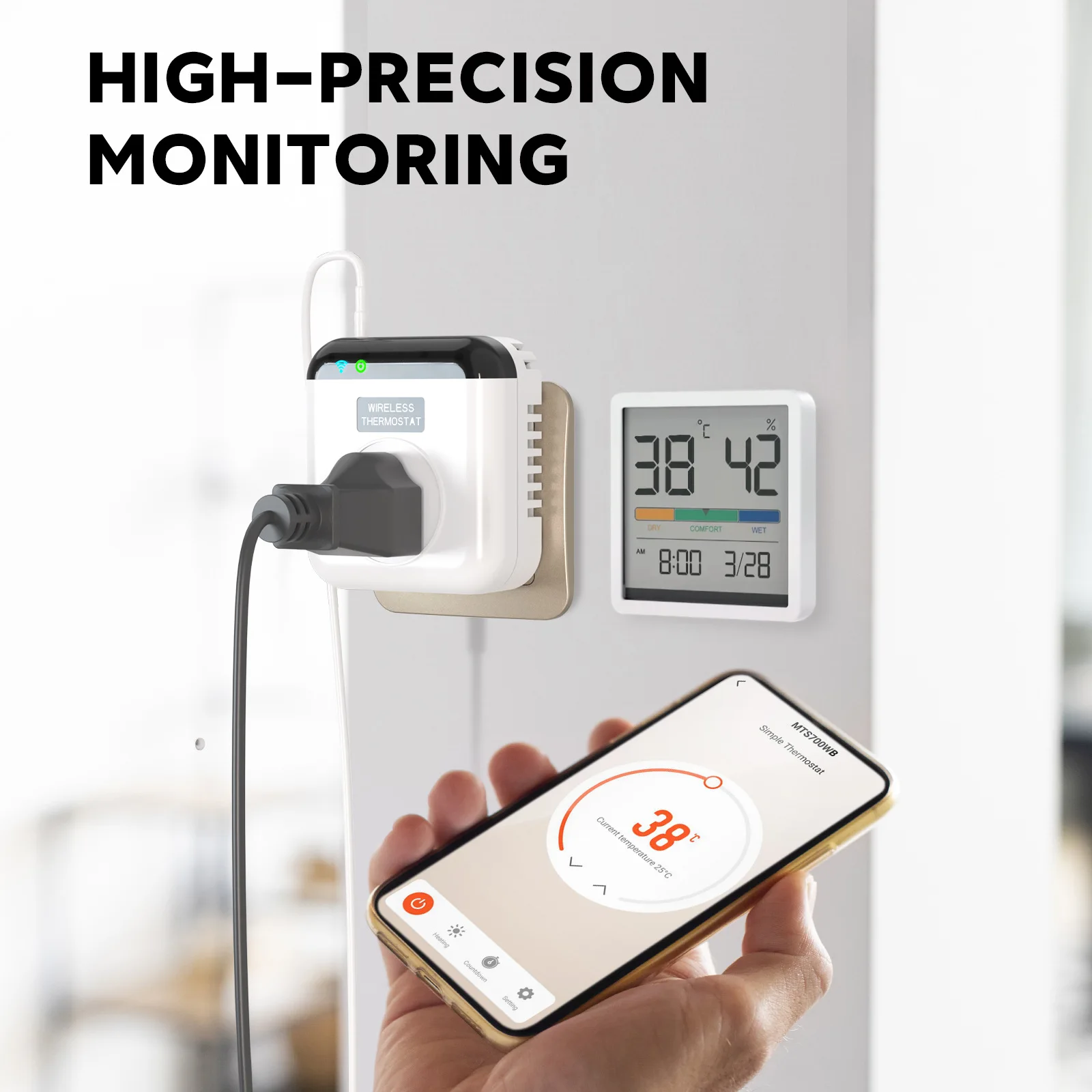 

WiFi Thermostatic Intelligent Socket Cellphone APP Remotely Controls Compatible with Google Assistant Alexa for Voice Control