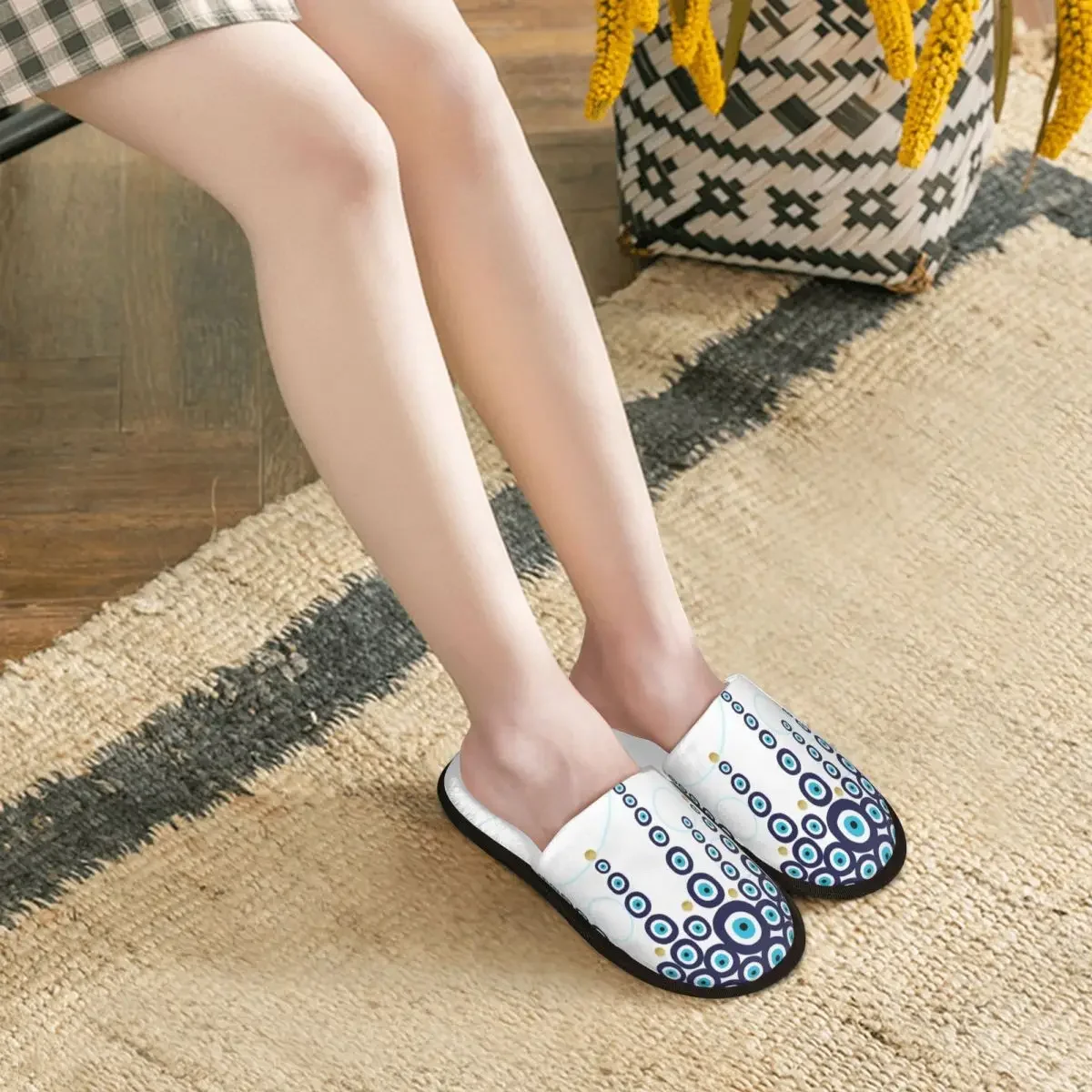 Средиземноморские подвесные тапочки с бусинами Уютные теплые пушистые из пены