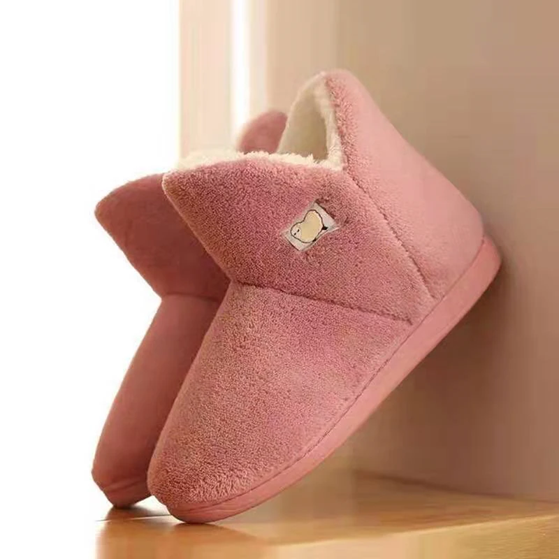 

36-45 Large Size Cotton Shoes Shallow Mouth Snow Boots Women Winter Warm Short Boots Non-Slip Plus Velvet Home Shoes Botas
