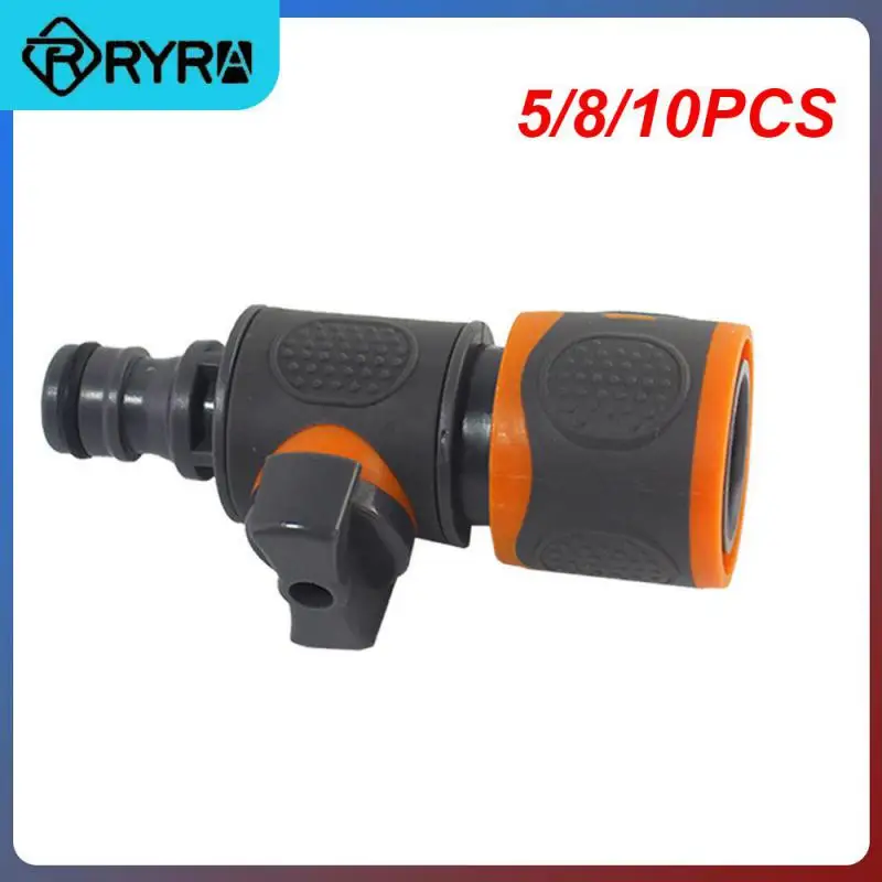 

5/8/10PCS Plastic Quick Coupling Through Pipe Hose Water Gun Connector Switch Valve Coated Shut Off Water Valves Garden Tools