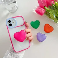 3d relief heart colored mobile phone back bracket korea grip tok 3d heart hot pink rainbow cell phone griptok back ring holder
