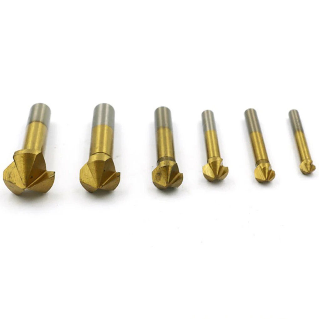 

6Pcs Cutter Round Shank Chamfer Simple Operation Drill Bit Professional