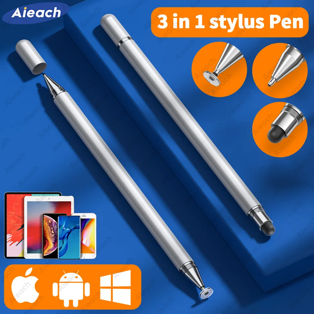 AIEACH 3 in 1 Touch Pen For Tablet Phone Stylus Pen For Android iOS Touch Screen Tablet Pen For iPad Xiaomi Samsung Apple Pencil