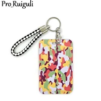 color camouflage cute card cover clip lanyard retractable student nurse badge reel clip cartoon id card badge holder accessories