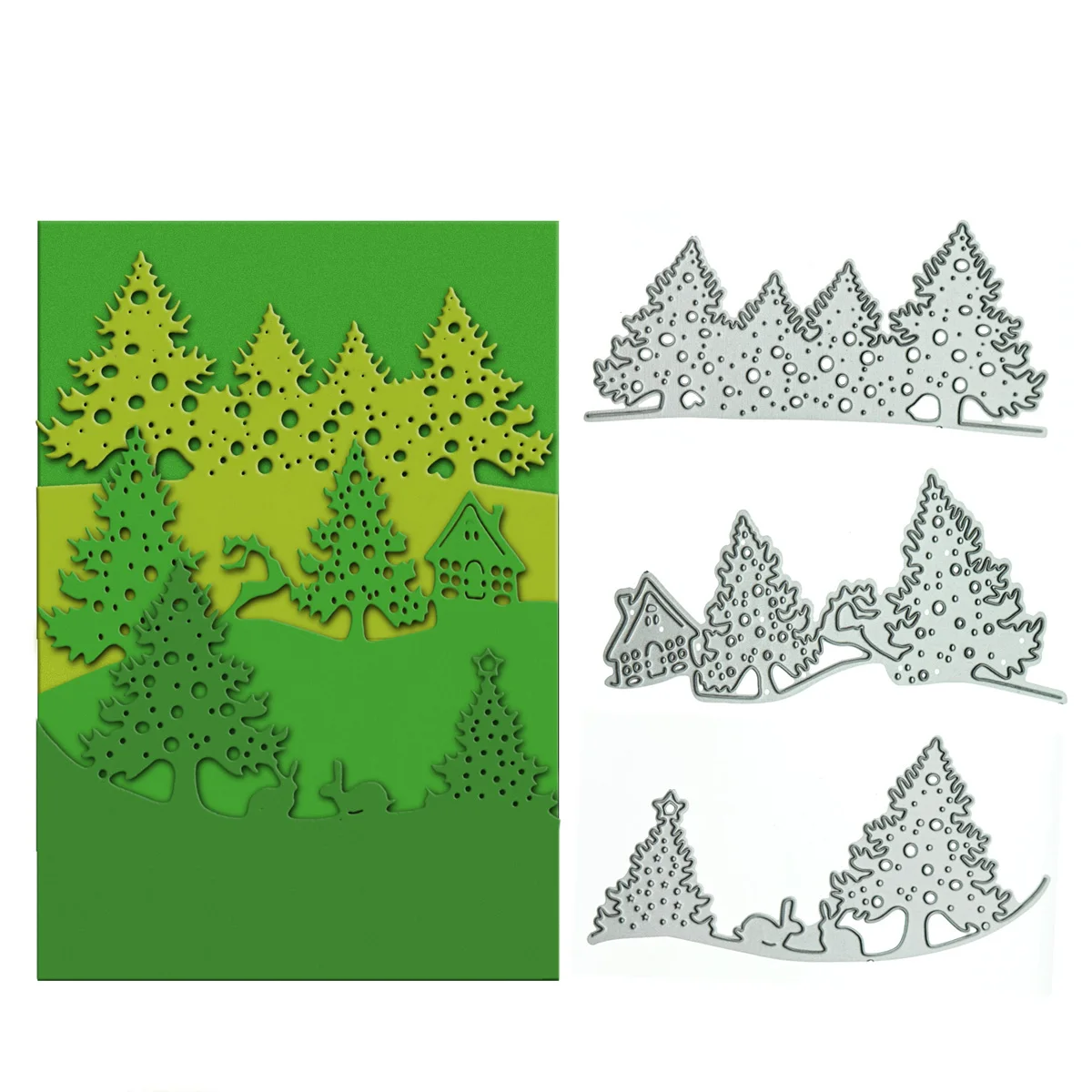 

Layered Metal Die Cuts Pine Trees Pattern For Scrapbooking Card Cover Border Punch Stencil Paper Art Work Decorating