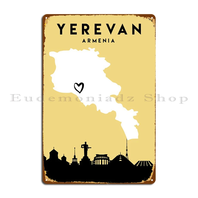 

Yerevan Map Skyline Metal Sign Rusty Garage Mural Custom Vintage Tin Sign Poster