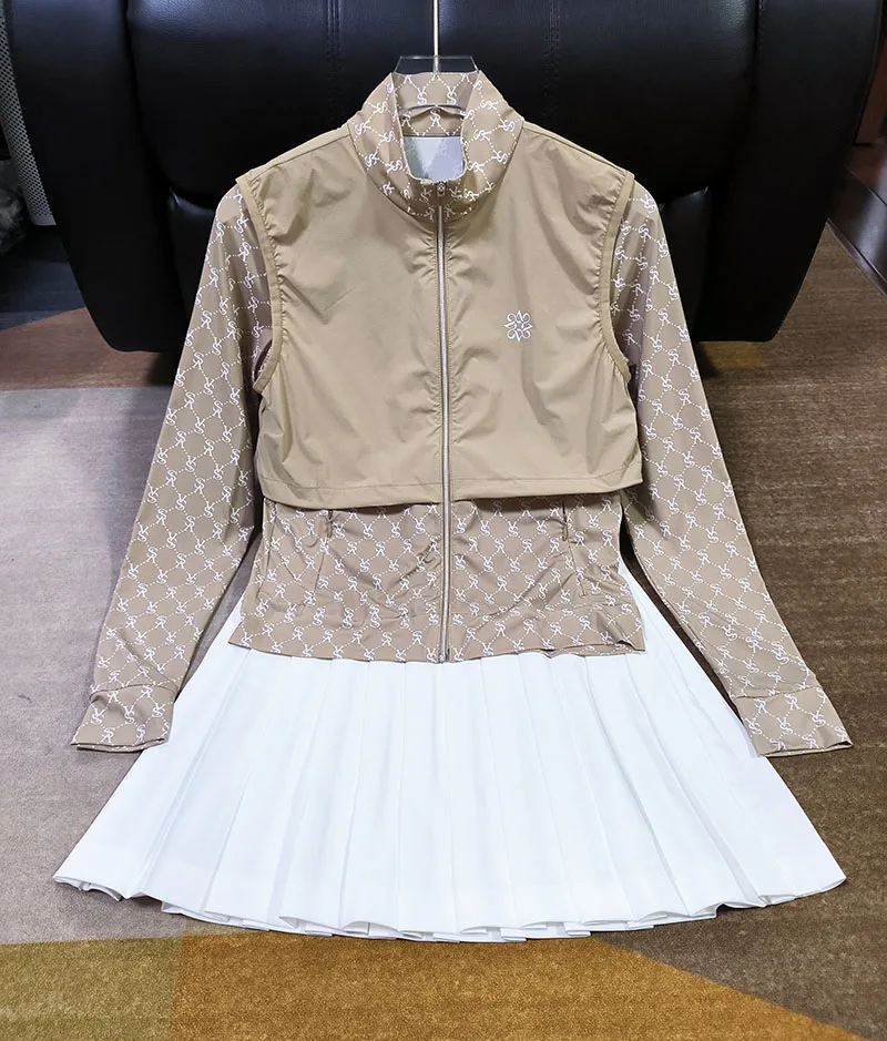 ST Andrew Golf Women's Spring/Summer Sunscreen Cardigan Coat Top A-line Pleated Umbrella Skirt Cry Set Makes You Slim