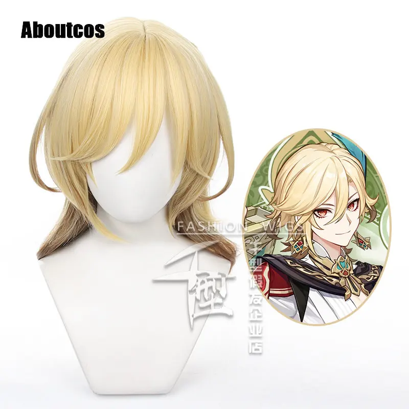 

Aboutcos High Quality Kaveh Cosplay Wig Game Genshin Impact Kaveh Wigs 50cm Long Linen Gold With Braid Heat Resistant Hair Wigs