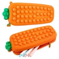 2022 new design radish pop lovely silicone popper push bubbles school fidget toys carrot pencil case