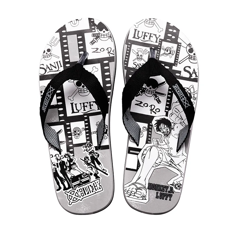 

New One Piece Animation Peripheral Flip-flops Youth Flat Heel Non-slip Wear-resistant Casual Seaside Vacation Swimming Slippers