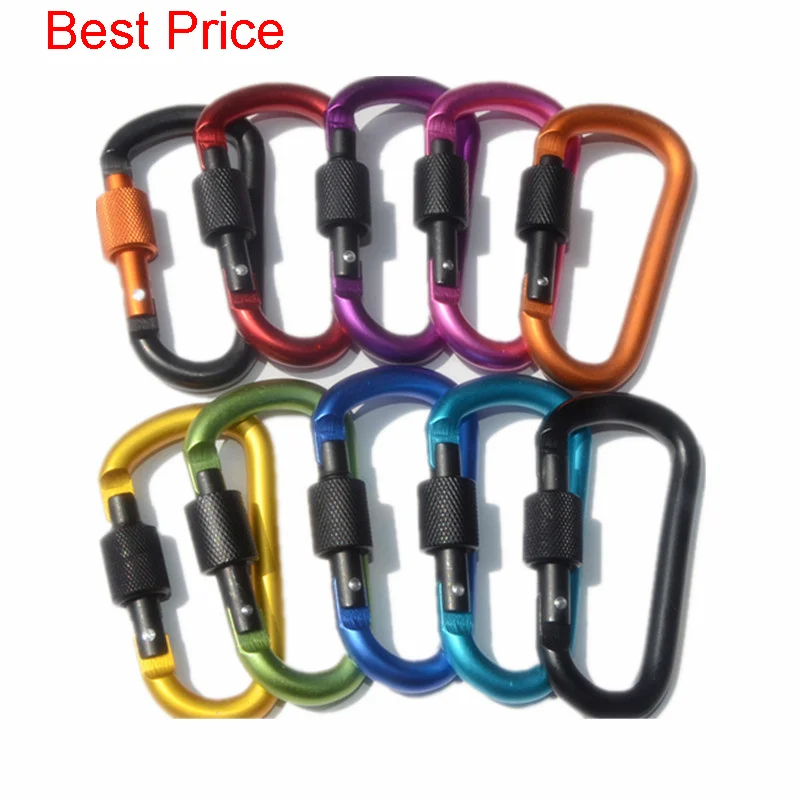 

100Pcs High Quality Thickened 8cm D-type Mountaineering Buckle with Lock Quick Hanging Nut Buckle Aluminum Alloy Backpack Buckle