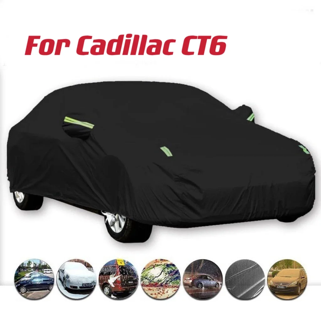 

For Cadillac CT6 210T Full Car Covers Outdoor Uv Sun Protection Dust Rain Snow Protective Car Cover Auto Black Silver Cover