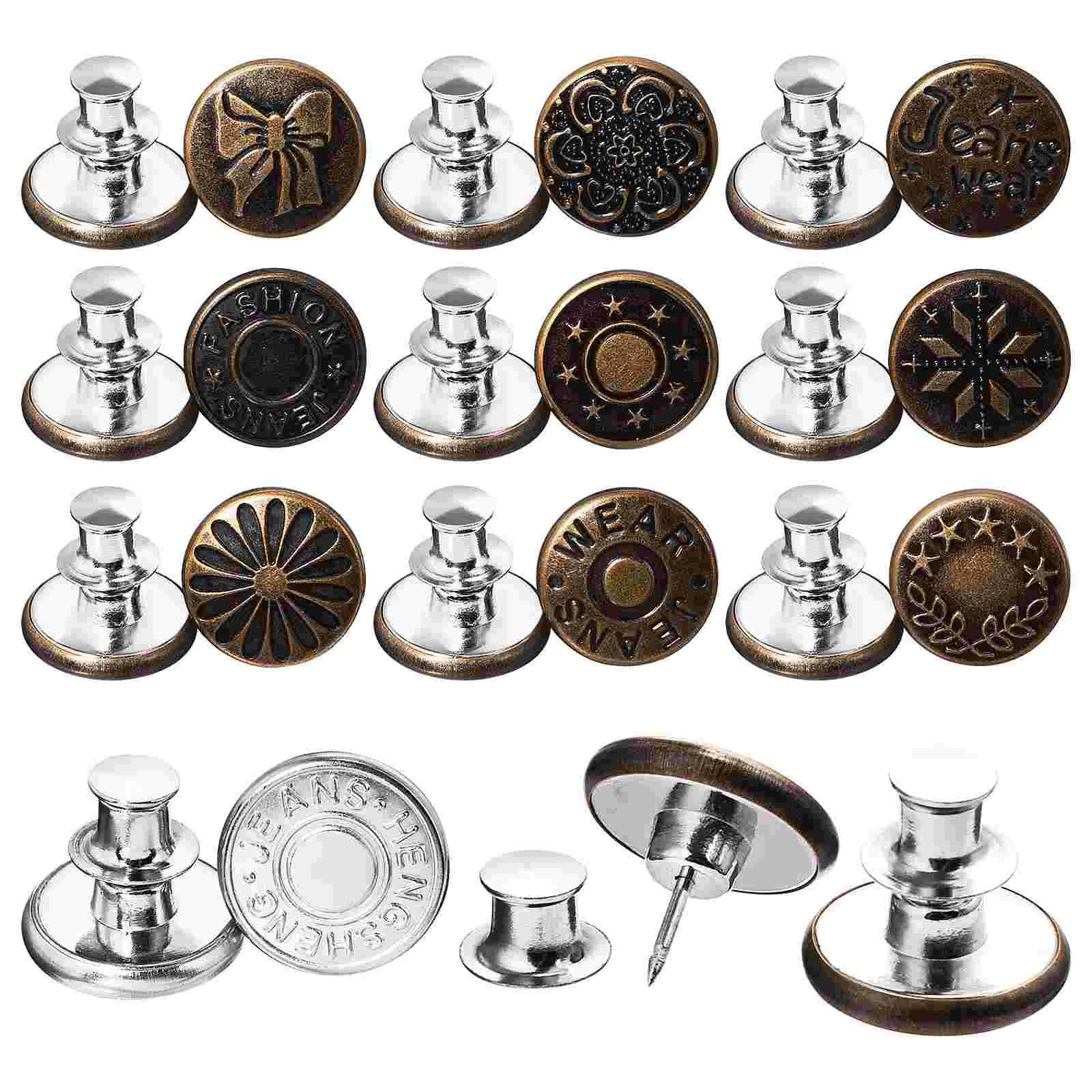 

20 Pcs Adjustable Jean Button Pins Pant Waist Tightener Extender Trousers Removable Jeans Pants Snap