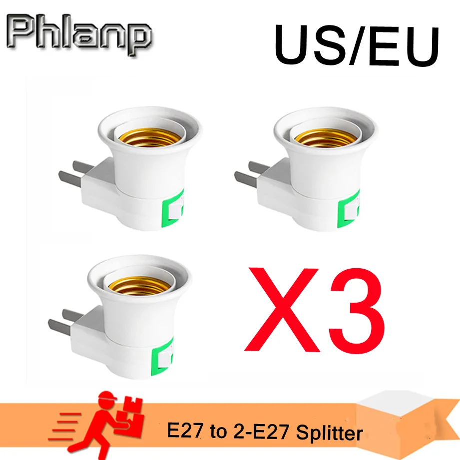 

3/pcs E27 LED light Male Sochet Base type to AC Power 220V US/EU Plug lamp Holder Bulb Adapter Converter + ON/OFF Button Switch