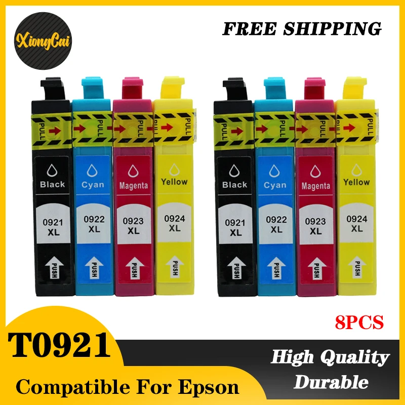 

8X full inkjet Cartridge for Epson T0921N Work for Epson Stylus CX4300 TX117 T26 27 TX106 TX119 109 C91 Printer t0921 with chip