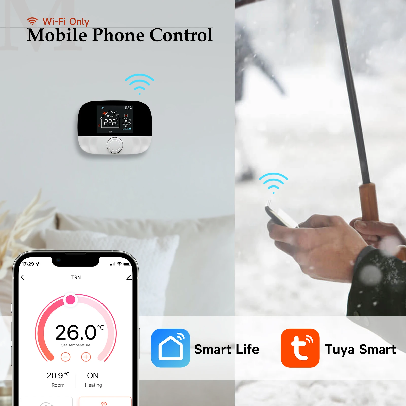 Beok Термостат умный дом беспроводной с поддержкой Wi-Fi и Alexa |
