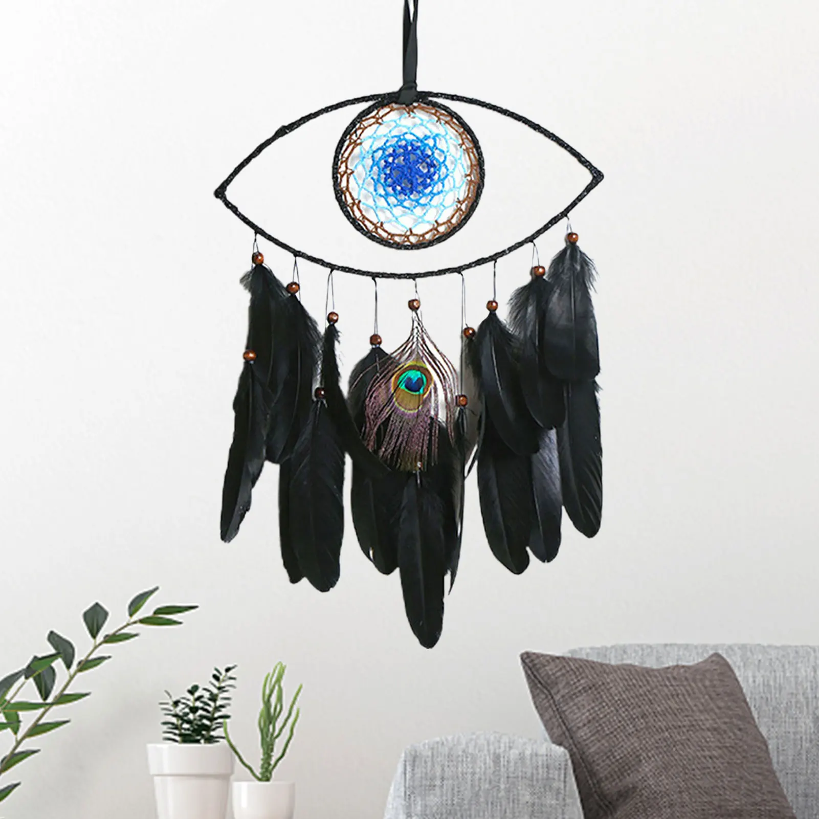 

Evil's Eye Dream Catcher Dream Catchers Hand Woven Blue Black Craft Evil's Eye Dream Catchers Wall Room Craft Decoration