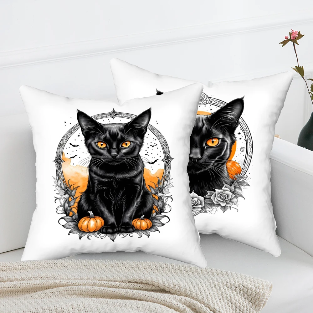 Современная наволочка с черным котом декоративная для спальни дома и офиса