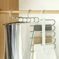 newest fashion 5 in 1 pants rack shelves stainless steel clothes hangers multifunction wardrobe hot sale magic hanger 2021