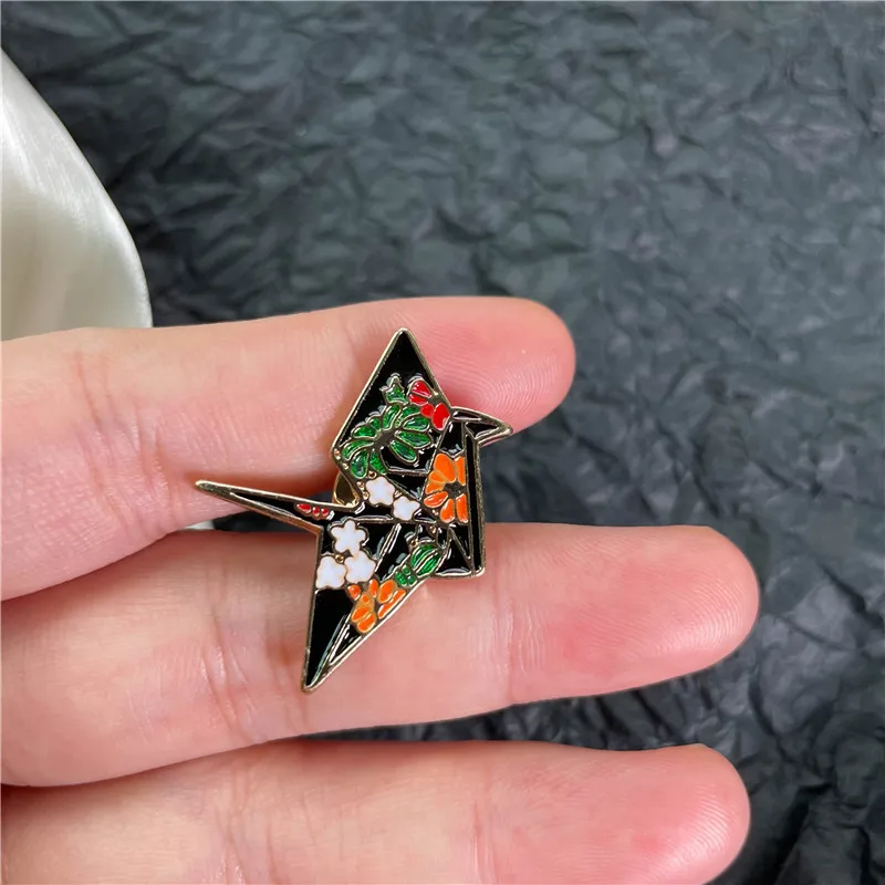 Мультяшная эмалированная брошь с милыми бумажными Журавлями милая счастливая