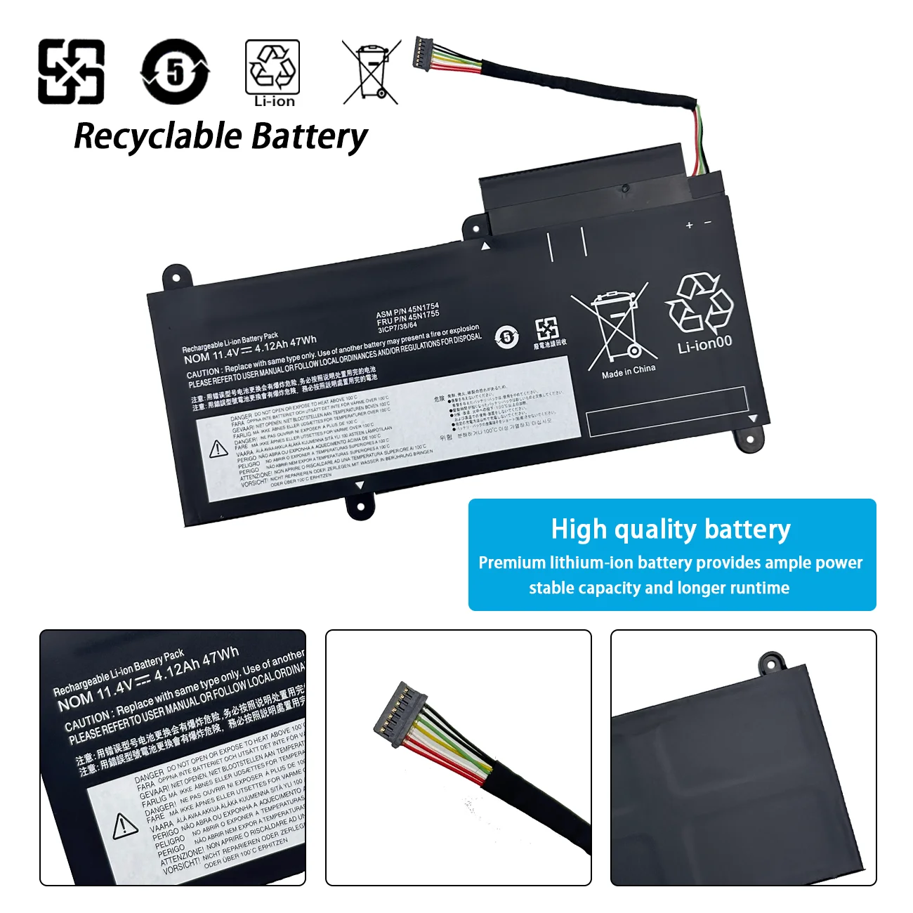 Новый аккумулятор 45N1754 для ноутбука Lenovo ThinkPad E450 E450C E460 E460C E455 E465 E465C 45N1753 45N1756 45N1757