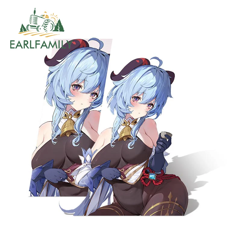 

EARLFAMILY 13 см x 6 см для Genshin Impact Ganyu, автомобильные наклейки с защитой от царапин, милое искусственное украшение для мотоцикла