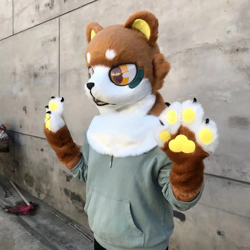 Пушистый костюм с головой животного пушистый на заказ голова Хэллоуин Рождество