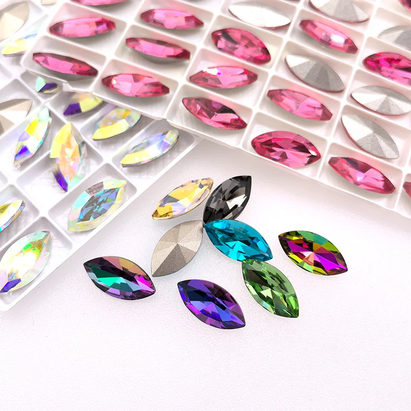 Navette K9 стеклянные камни Pointback конский глаз драгоценный камень кристалл горный