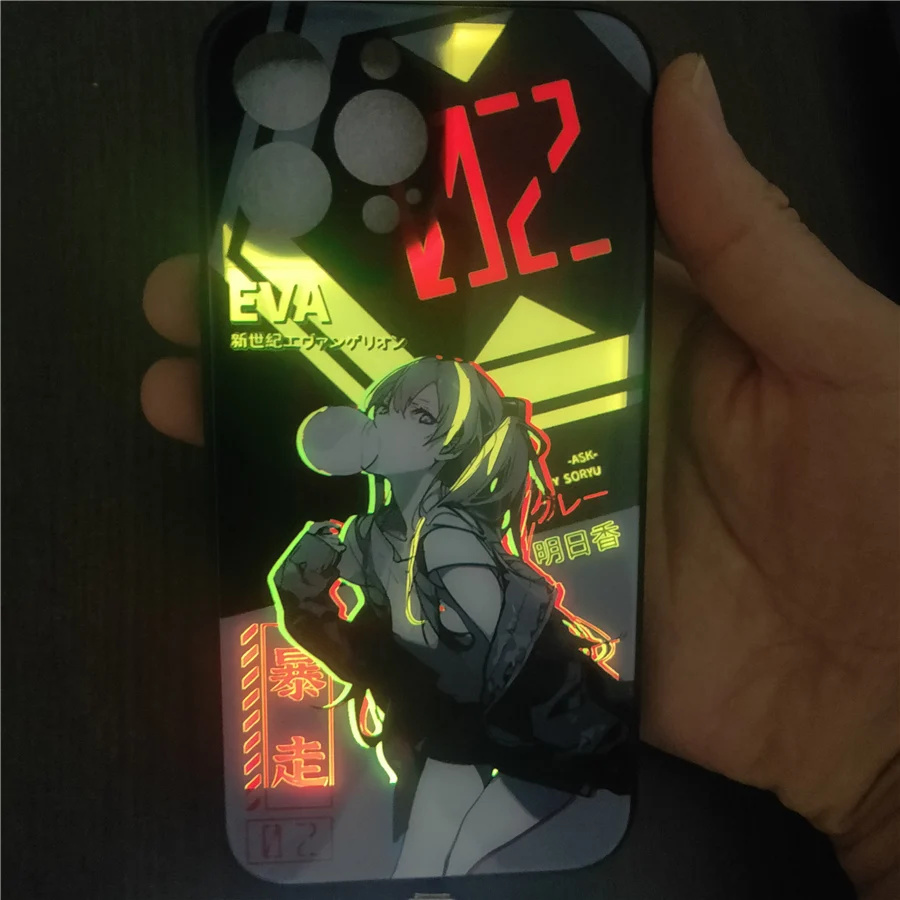 

Cartoon Girl Anime Luminous Smart Phone Case For iPhone 13 12 11 Pro Max X Xr Xs 6 7 8 Plus LED Acoustic Control Protect Cover