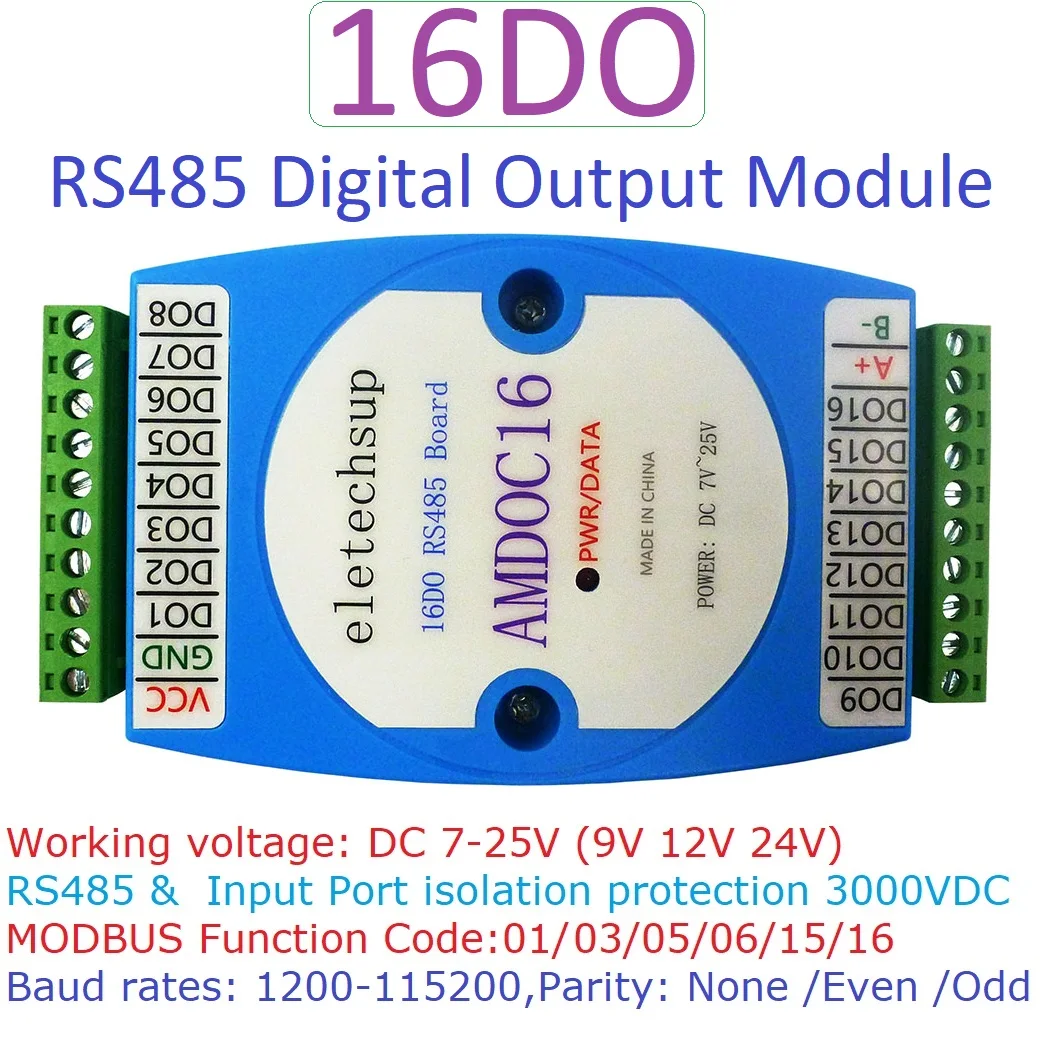 

DC 12V-24V 16DO RS485 MODBUS RTU PLC Expansion Board