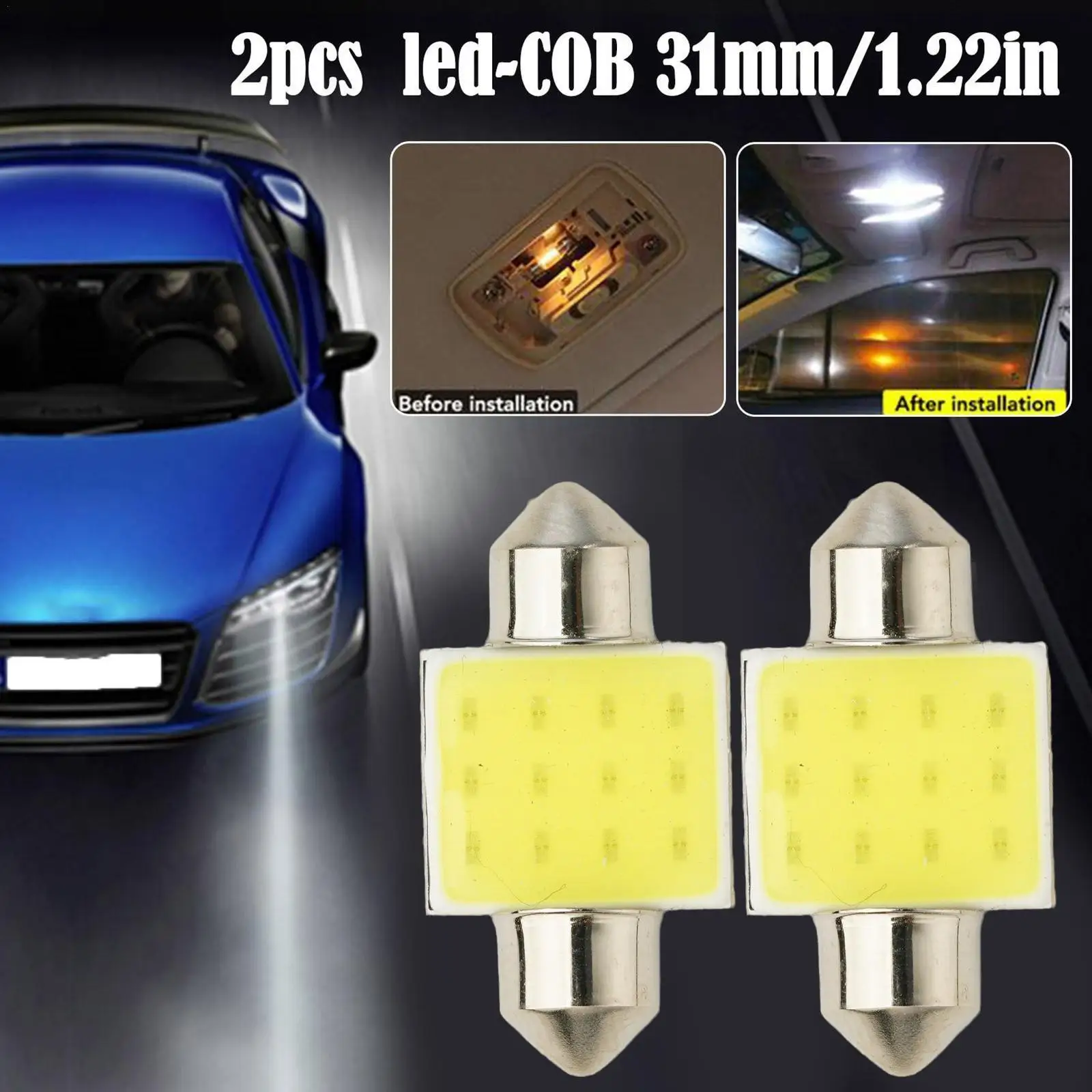 

2 PCS C10W C5W LED COB Bulb Festoon 31 mm Car Interior Dome License Reading Light Trunk Lamp Plate 12V Y1B1