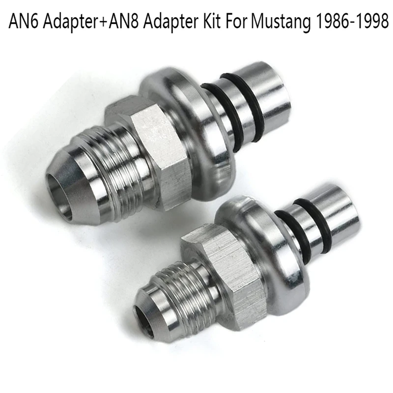 

2PCS Fuel Rail Adapters AN6 Adapter+AN8 Adapter Kit For Ford-Mustang 1986-1998