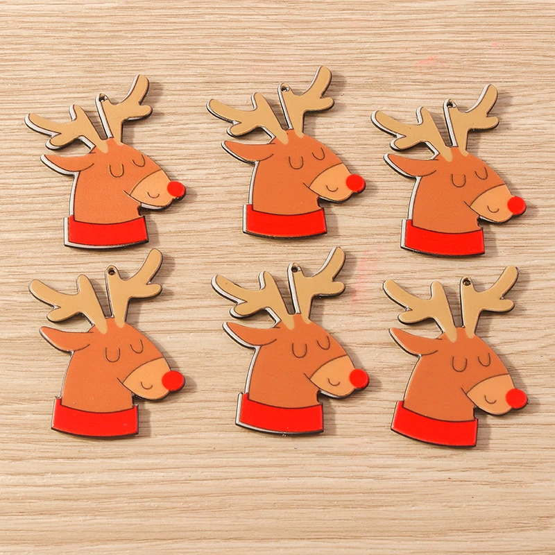 

10pcs 36x50mm Cartoon Christmas Animal Deer Charms Pendants for Jewelry Making Earrings Necklace DIY Keychain Crafts Accessories